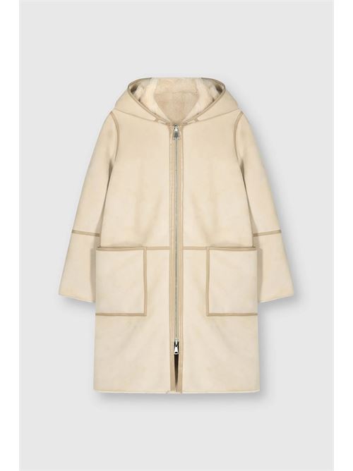 ova cappotto in ecopelle reversibile con cappuccio RINO & PELLE | OVA.7002310STONE